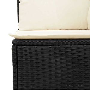vidaXL Garden Corner Sofa with Cushions Black Poly Rattan