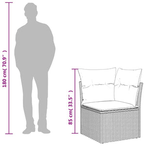 vidaXL Garden Corner Sofa with Cushions Black Poly Rattan