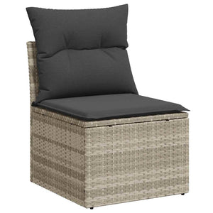 Gartensofa Hellgrau Poly Rattan ohne Armlehnen