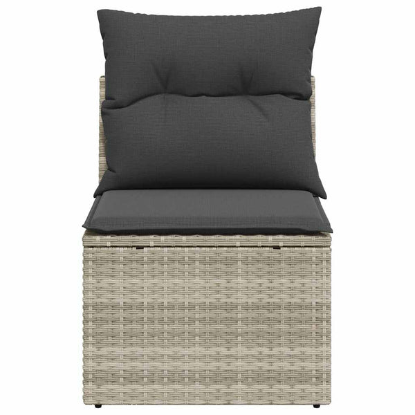 Gartensofa Hellgrau Poly Rattan ohne Armlehnen
