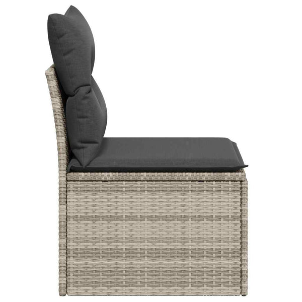 Gartensofa Hellgrau Poly Rattan ohne Armlehnen