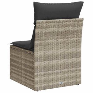 Gartensofa Hellgrau Poly Rattan ohne Armlehnen