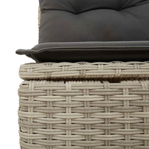 Gartensofa Hellgrau Poly Rattan ohne Armlehnen