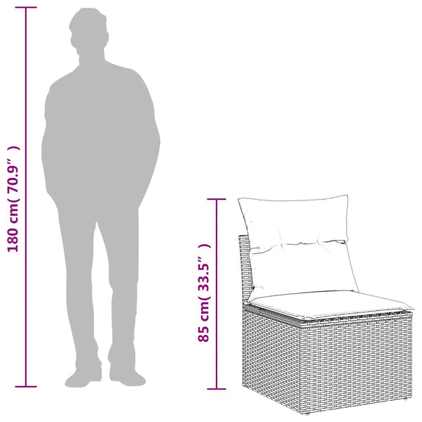 Gartensofa Hellgrau Poly Rattan ohne Armlehnen
