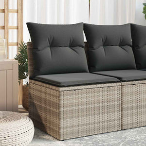 Gartensofa Hellgrau Poly Rattan ohne Armlehnen