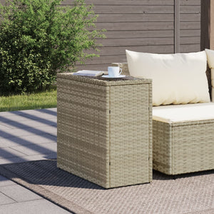 vidaXL Garden Side Table with Glass Top 58x27.5x55 cm Poly Rattan