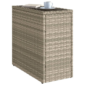vidaXL Garden Side Table with Glass Top 58x27.5x55 cm Poly Rattan