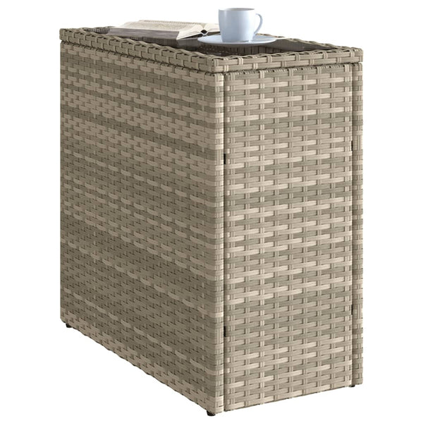 vidaXL Garden Side Table with Glass Top 58x27.5x55 cm Poly Rattan