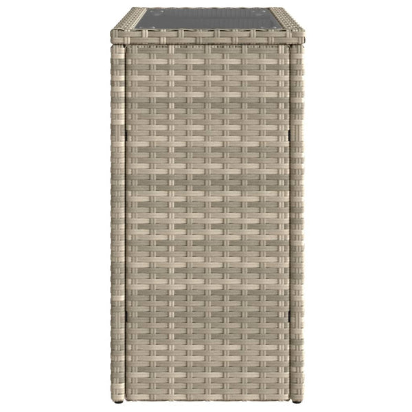 vidaXL Garden Side Table with Glass Top 58x27.5x55 cm Poly Rattan