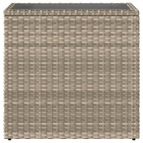 vidaXL Garden Side Table with Glass Top 58x27.5x55 cm Poly Rattan