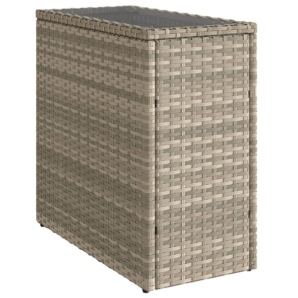 vidaXL Garden Side Table with Glass Top 58x27.5x55 cm Poly Rattan