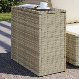 vidaXL Garden Side Table with Glass Top 58x27.5x55 cm Poly Rattan