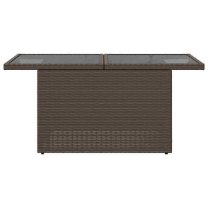 vidaXL Garden Table with Glass Top Brown 100x55x73 cm Poly Rattan