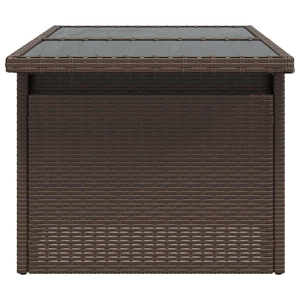 vidaXL Garden Table with Glass Top Brown 100x55x73 cm Poly Rattan