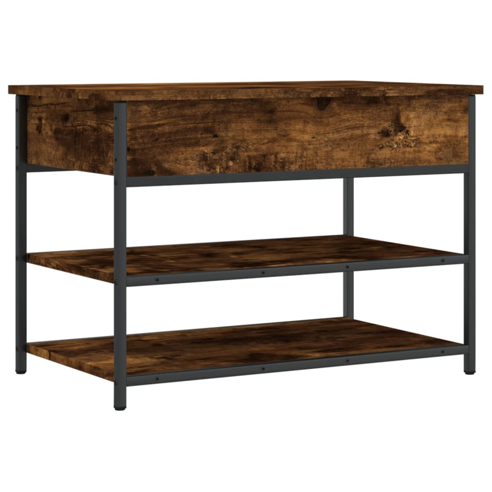 vidaXL Shoe Storage Bench Smoked Oak 70x42.5x50 cm Engineered Wood