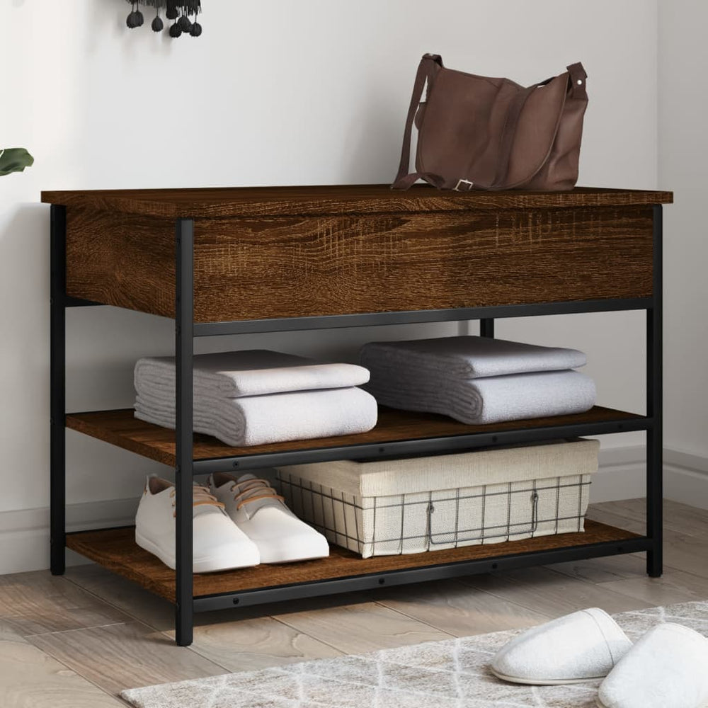vidaXL Shoe Storage Bench Brown Oak Effect 70x42.5x50 cm Engineered Wood