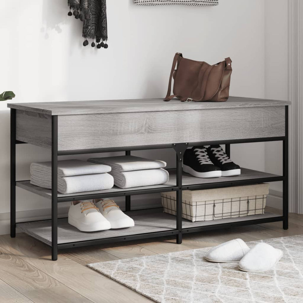 vidaXL Shoe Cabinet Grey Sonoma 100x42.5x50 cm Engineered Wood