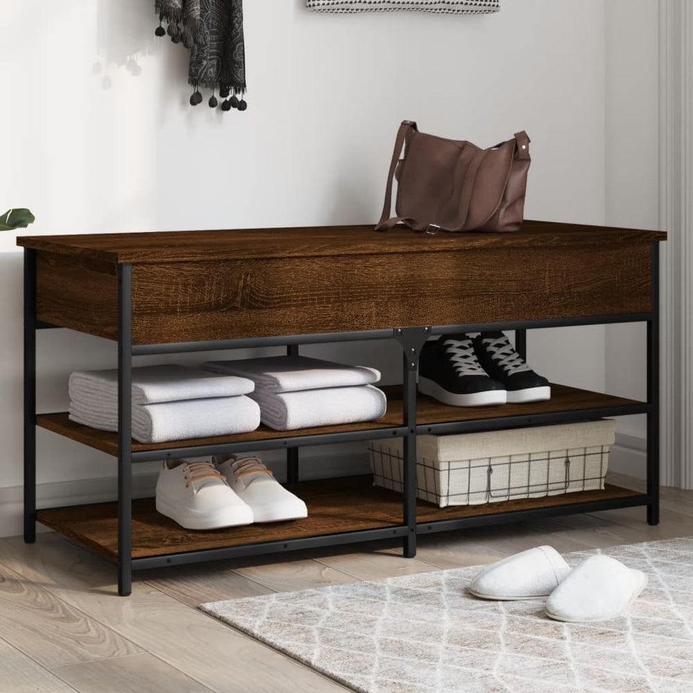 vidaXL Shoe Bench Brown Oak Look 100x42.5x50 cm Engineered Wood