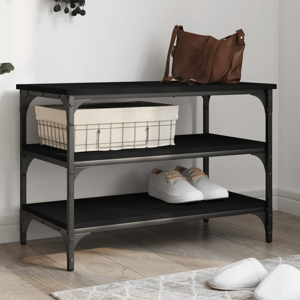vidaXL Shoe Cabinet Black 70x38.5x49 cm Engineered Wood