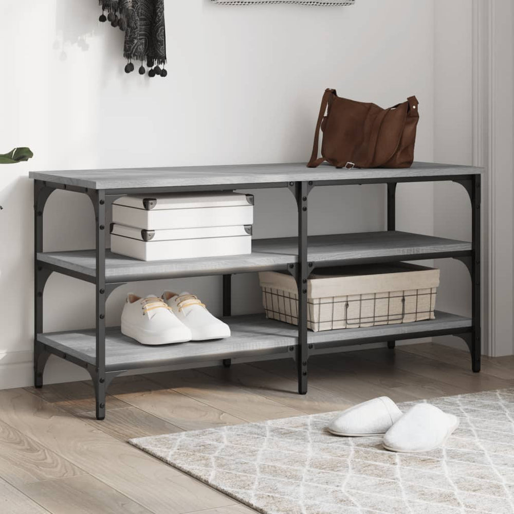 vidaXL Shoe Storage Bench Grey Sonoma 100x38.5x49 cm Engineered Wood