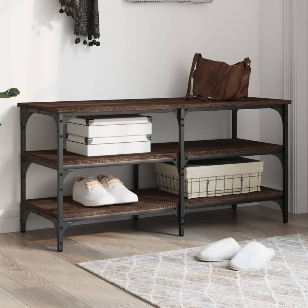 vidaXL Shoe Cabinet Brown Oak-Look 100x38.5x49 cm Engineered Wood
