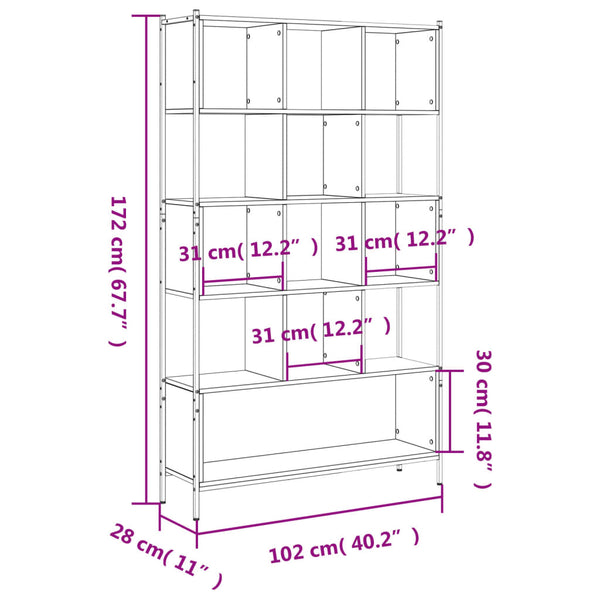 vidaXL Sonoma Oak Bookcase 102x28x172 cm Engineered Wood