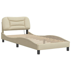 Bettgestell Creme 80x200 cm Stoff
