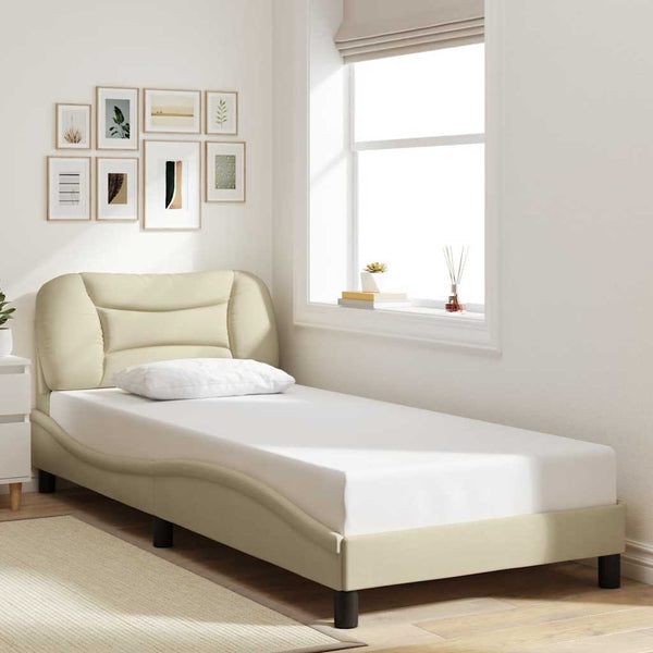Bettgestell Creme 80x200 cm Stoff