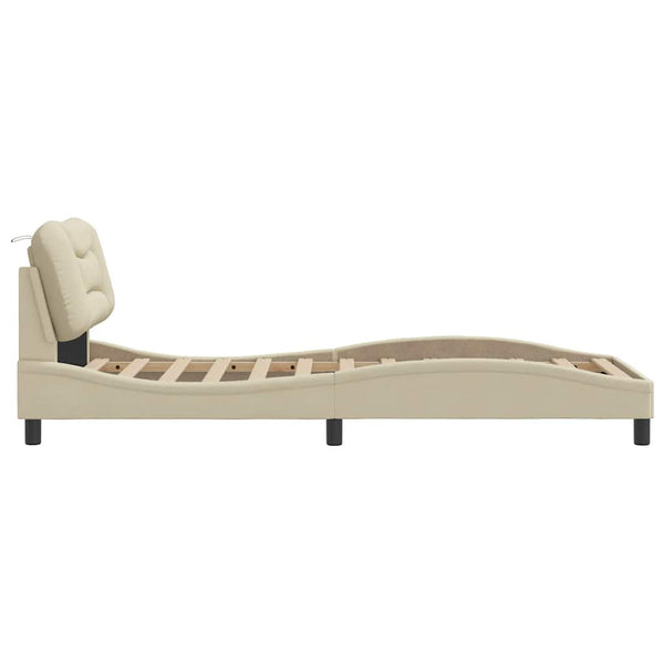 vidaXL Bed Frame without Mattress "Hvar" Cream 90x190 cm Fabric