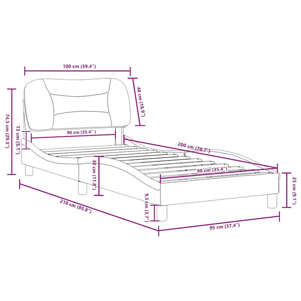 vidaXL Bed Frame without Mattress "Hvar" Light Gray 90x200 cm Fabric