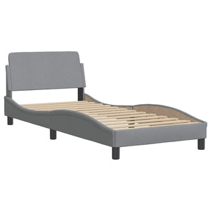 vidaXL Bed Frame without Mattress "Hvar" Light Gray 90x200 cm Fabric