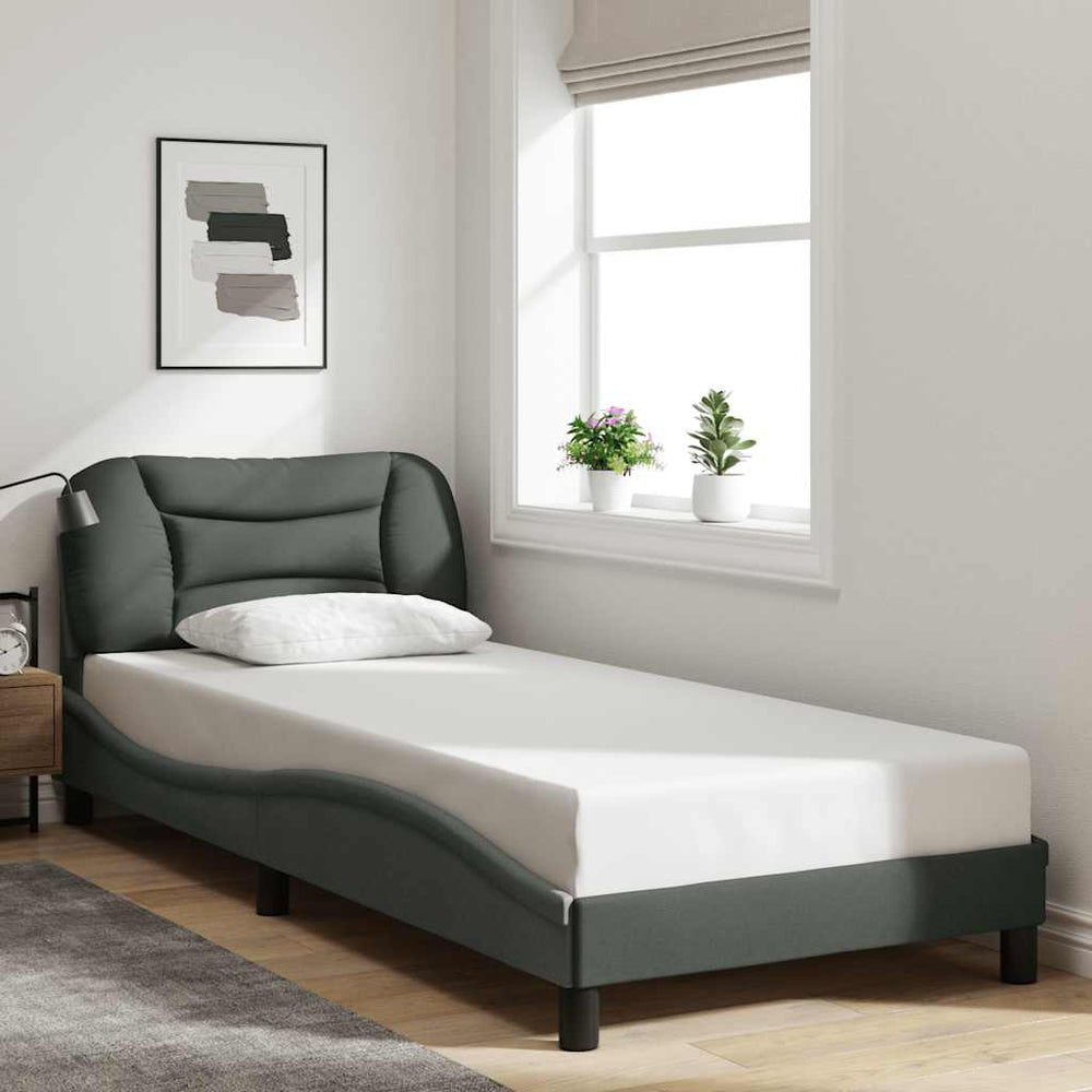 vidaXL Bed Frame without Mattress "Hvar" Dark Gray 90x200 cm Fabric