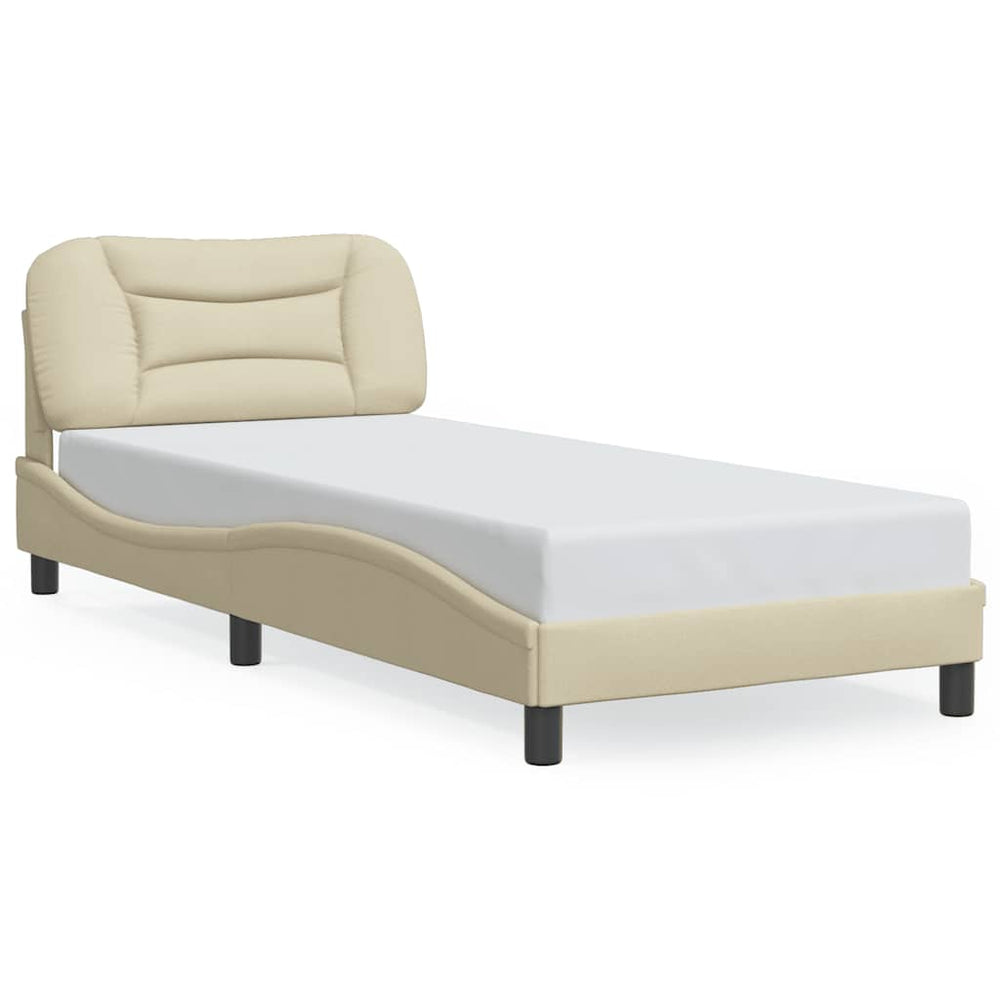 Bettgestell Creme 90x200 cm Stoff