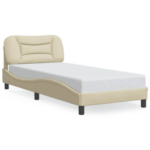 Bettgestell Creme 90x200 cm Stoff