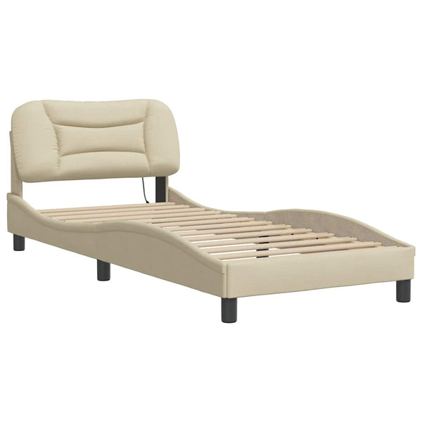Bettgestell Creme 90x200 cm Stoff
