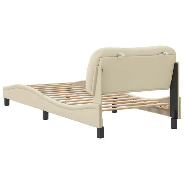Bettgestell Creme 90x200 cm Stoff