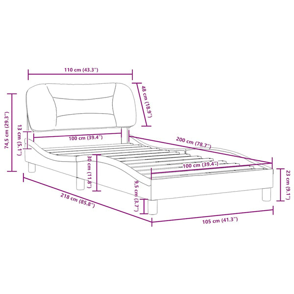 Bettgestell Creme 100x200 cm Stoff