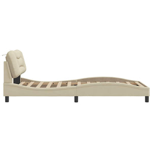Bettgestell Creme 100x200 cm Stoff