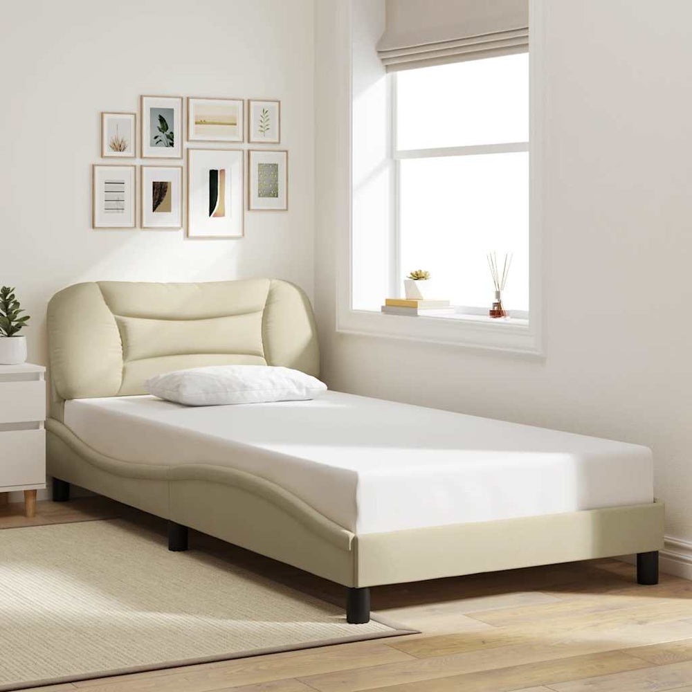 Bettgestell Creme 100x200 cm Stoff