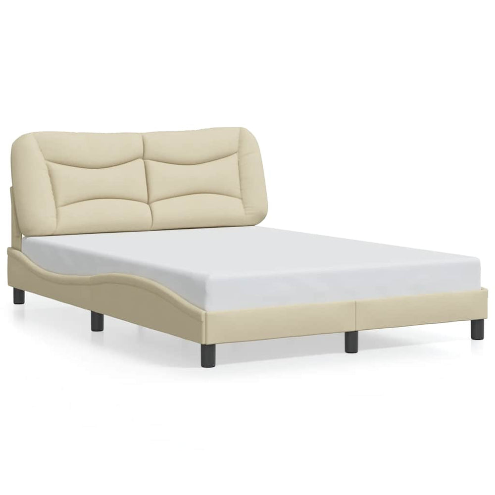 Bettgestell Creme 120x200 cm Stoff