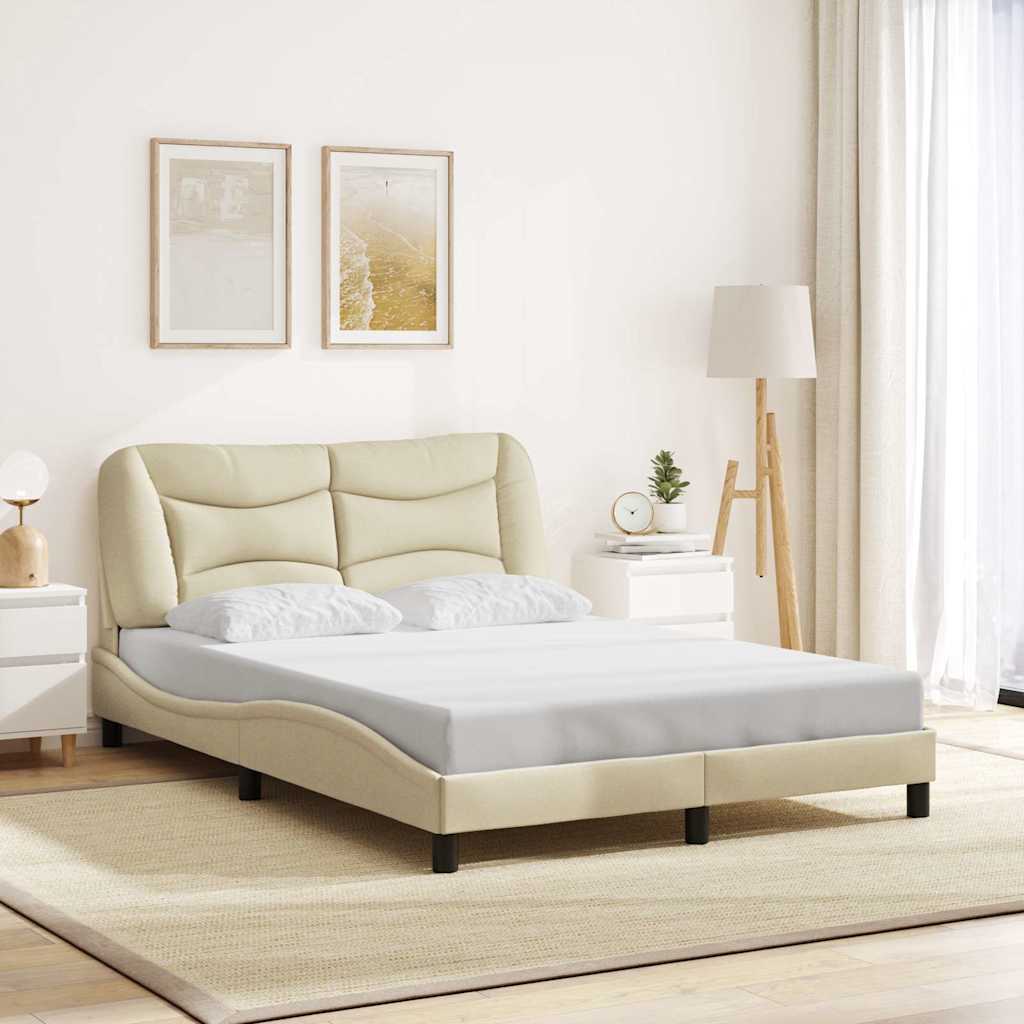 Bettgestell Creme 120x200 cm Stoff