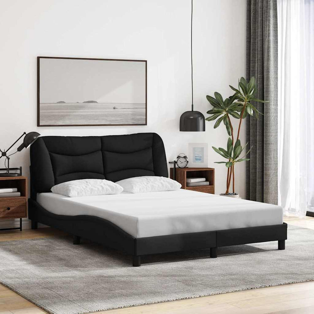 Bettgestell Stoff Schwarz 140x190 cm