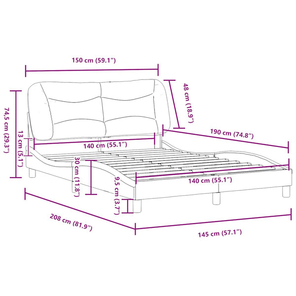 Bettgestell Creme 140x190 cm