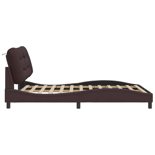 Bettgestell Stoff Dunkelbraun 140x200 cm