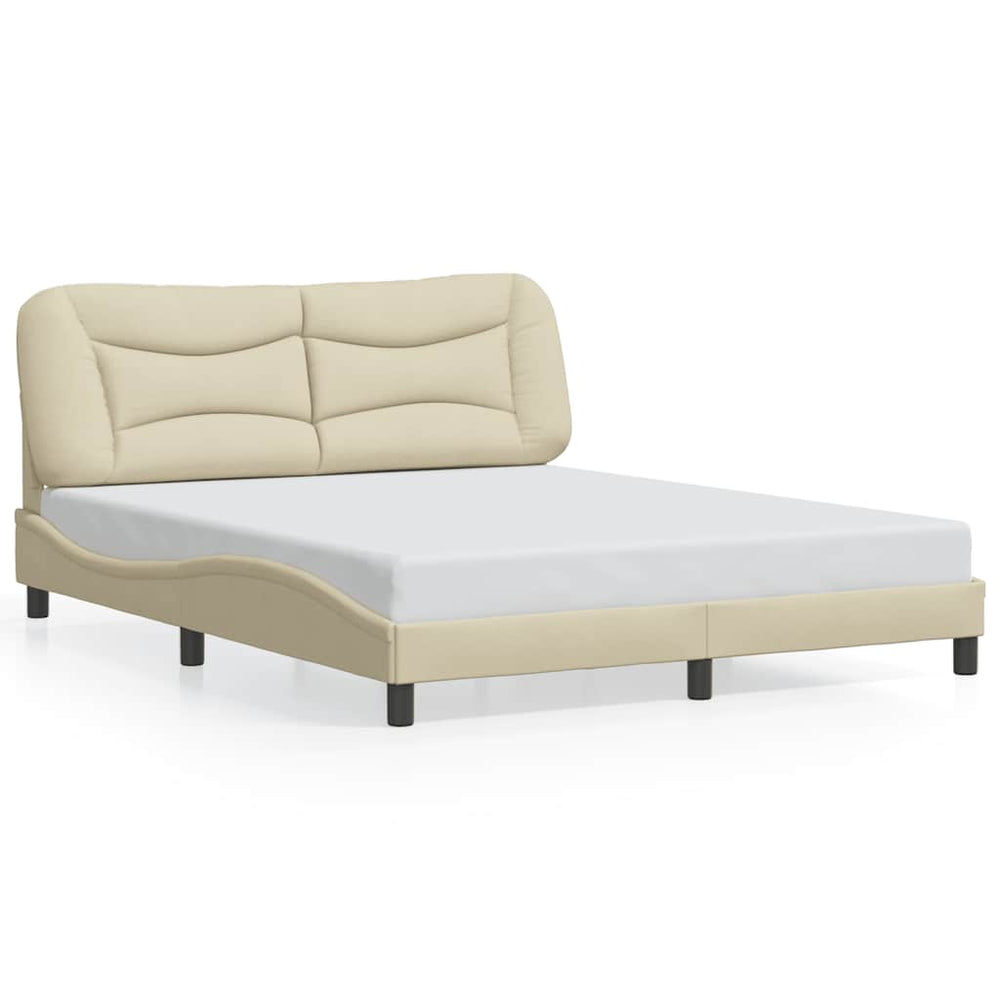 Bettgestell Creme 160x200 cm Stoff