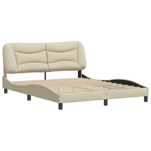 Bettgestell Creme 160x200 cm Stoff