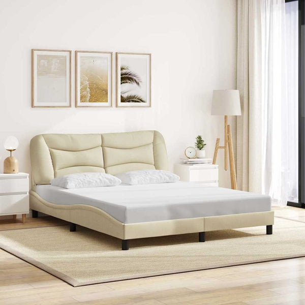 Bettgestell Creme 160x200 cm Stoff