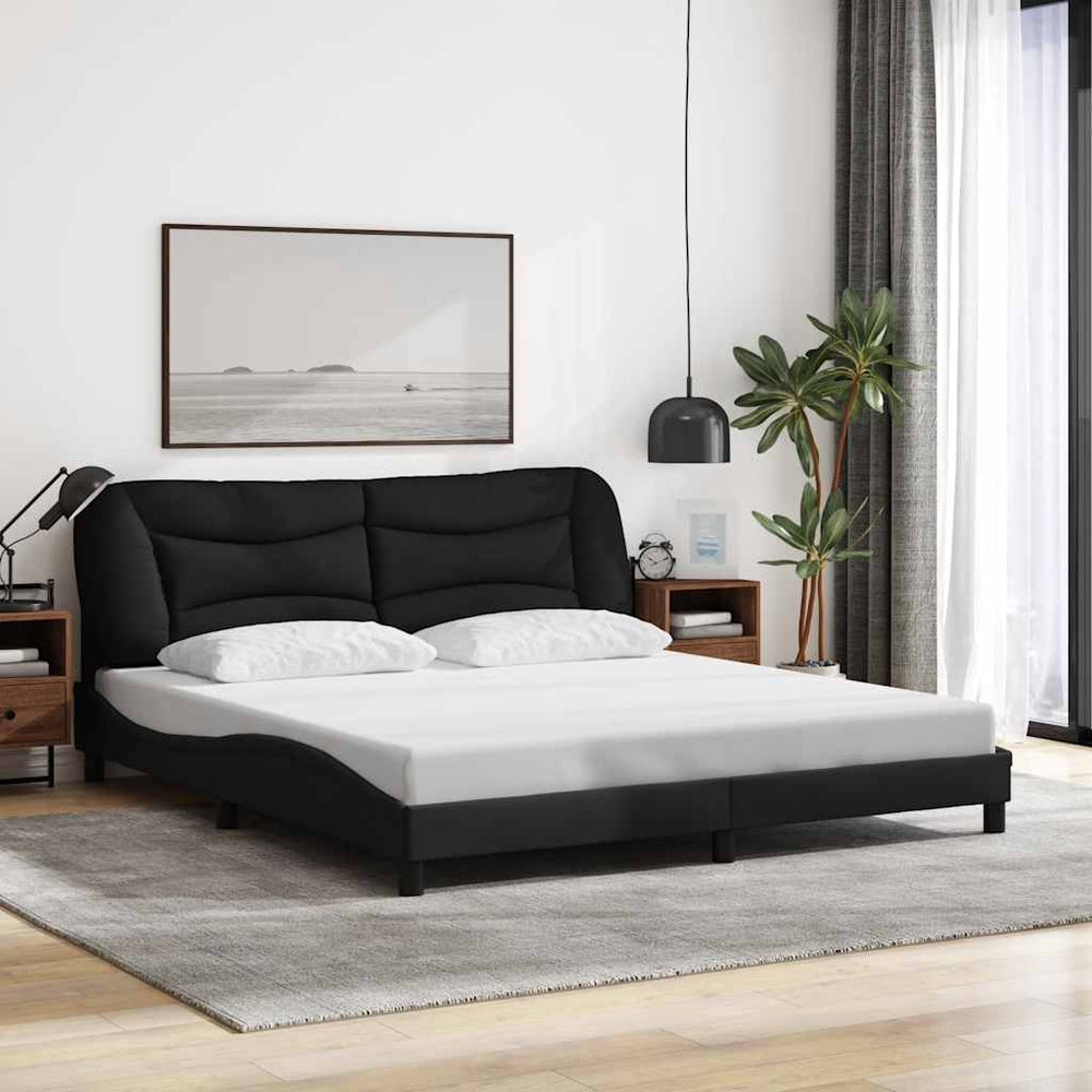 Bettgestell Stoff Schwarz 180x200 cm