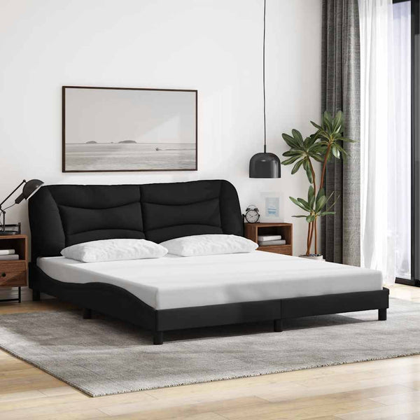 Bettgestell Stoff Schwarz 180x200 cm