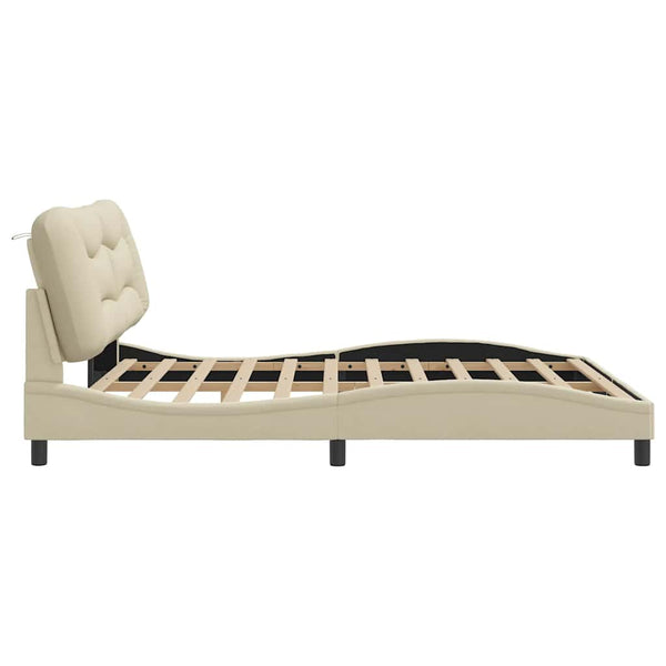 Bettgestell Creme Stoff 180x200 cm